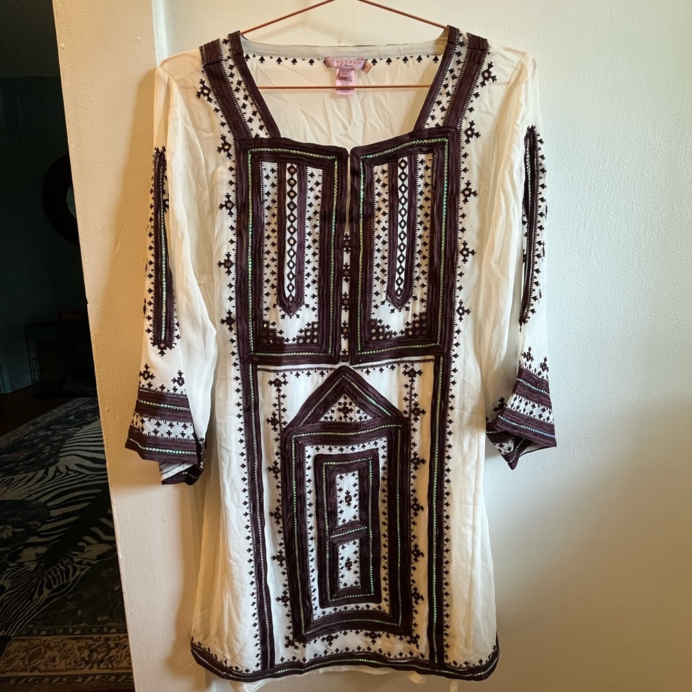 Calypso St. Barth Ivory Top with Dark Embellishments